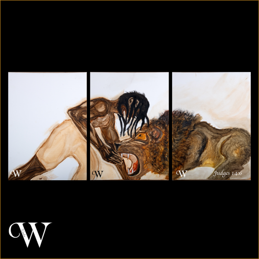 Samson and the Lion – 3-in-1 Art (Print, original available on request)
