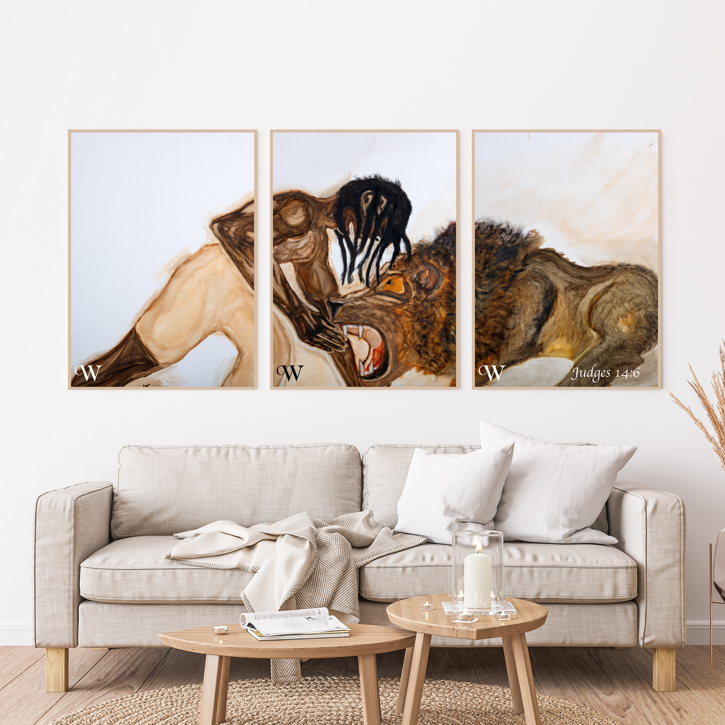 Samson and the Lion – 3-in-1 Art (Print, original available on request)